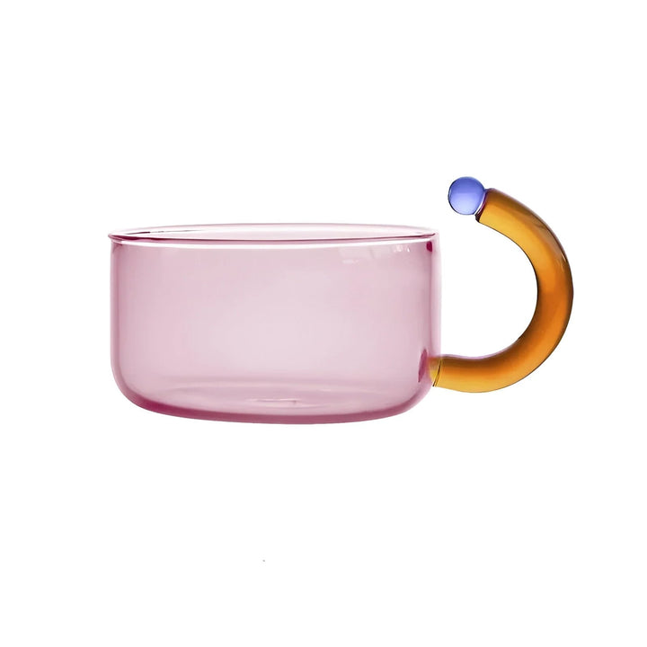 Transparent Teapot with Cups made of Borosilicate Glass - Pink - Oaksoho