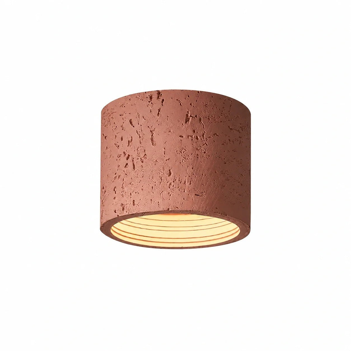 Travertine Effect Cylinder Ceiling Light Flush Mount - Ceiling Light Fixtures - Red - Oak Soho