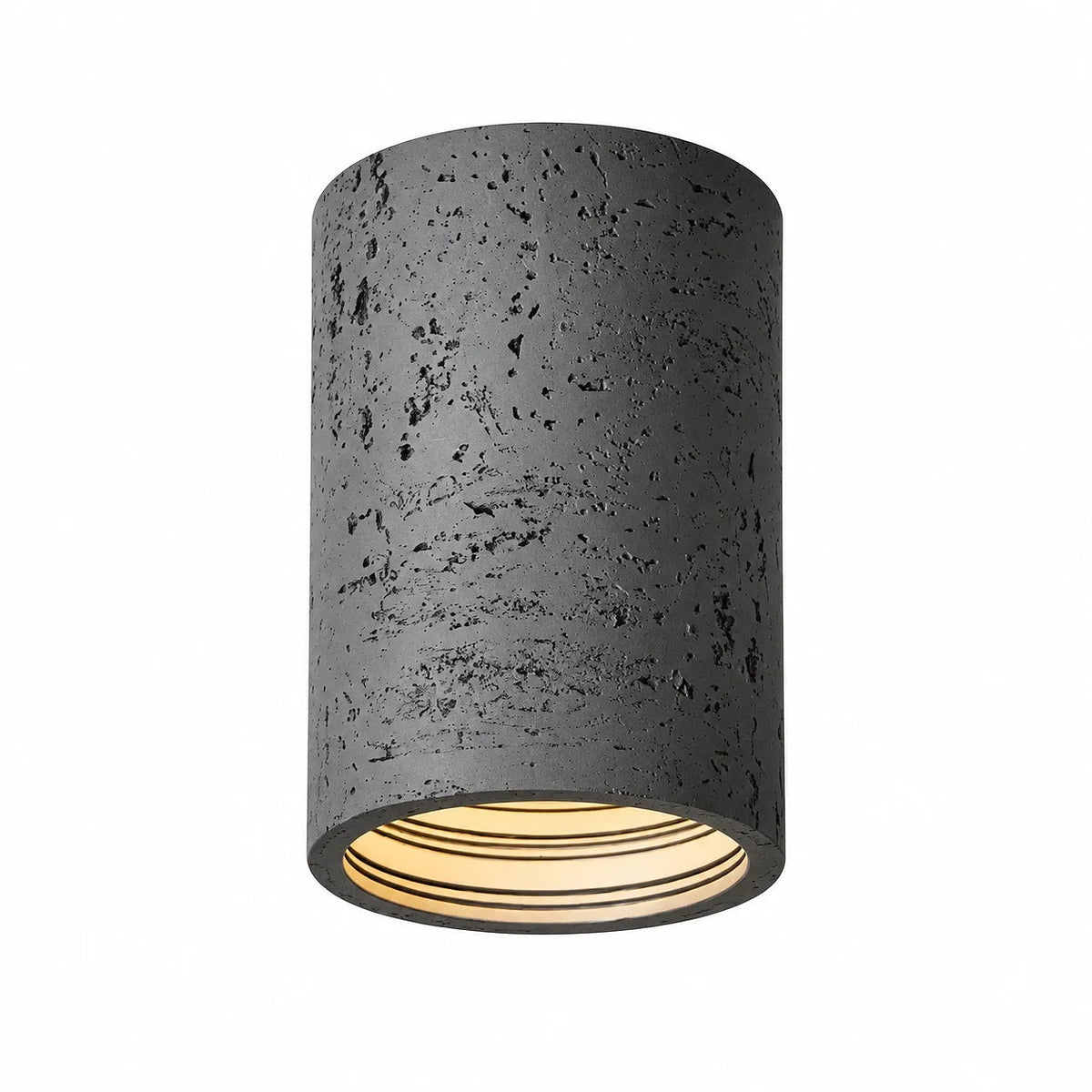 Travertine Effect Cylinder Ceiling Light Flush Mount - Ceiling Light Fixtures - Grey - Oak Soho
