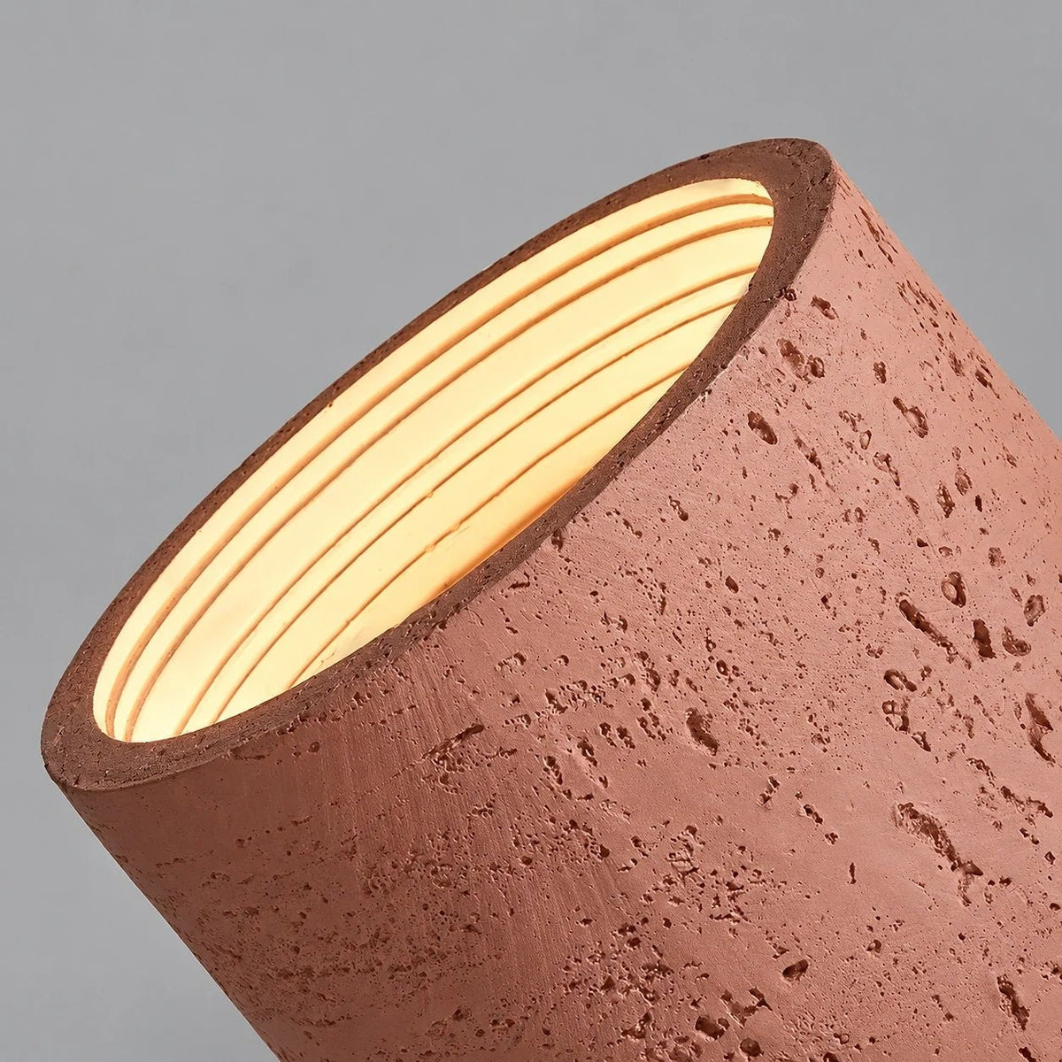 Travertine Effect Cylinder Ceiling Light Flush Mount - Ceiling Light Fixtures - Red - Oak Soho
