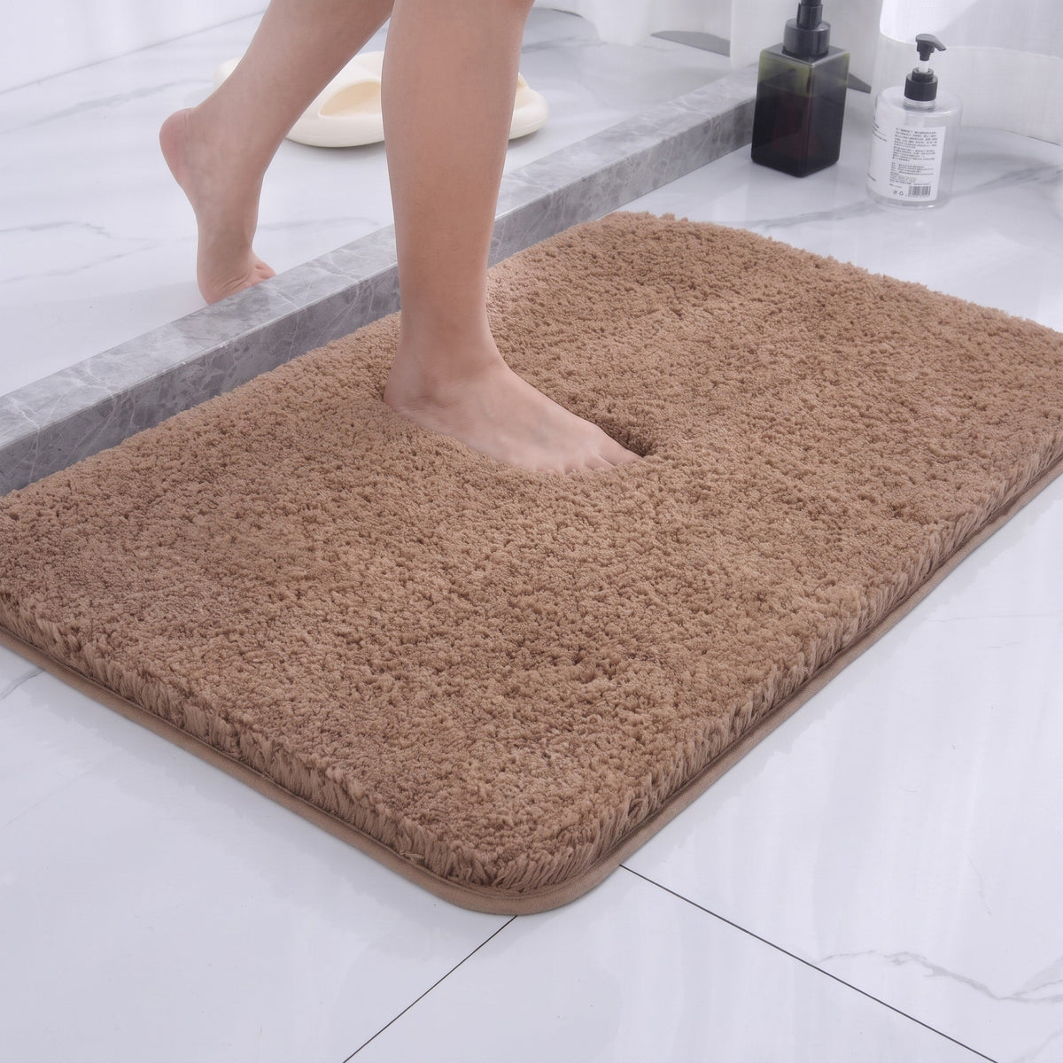 Ultra Soft Non-Slip Bathroom Mat Quick-Drying Plush Bath Rug - Bath Mats & Rugs - Cream - Oak Soho