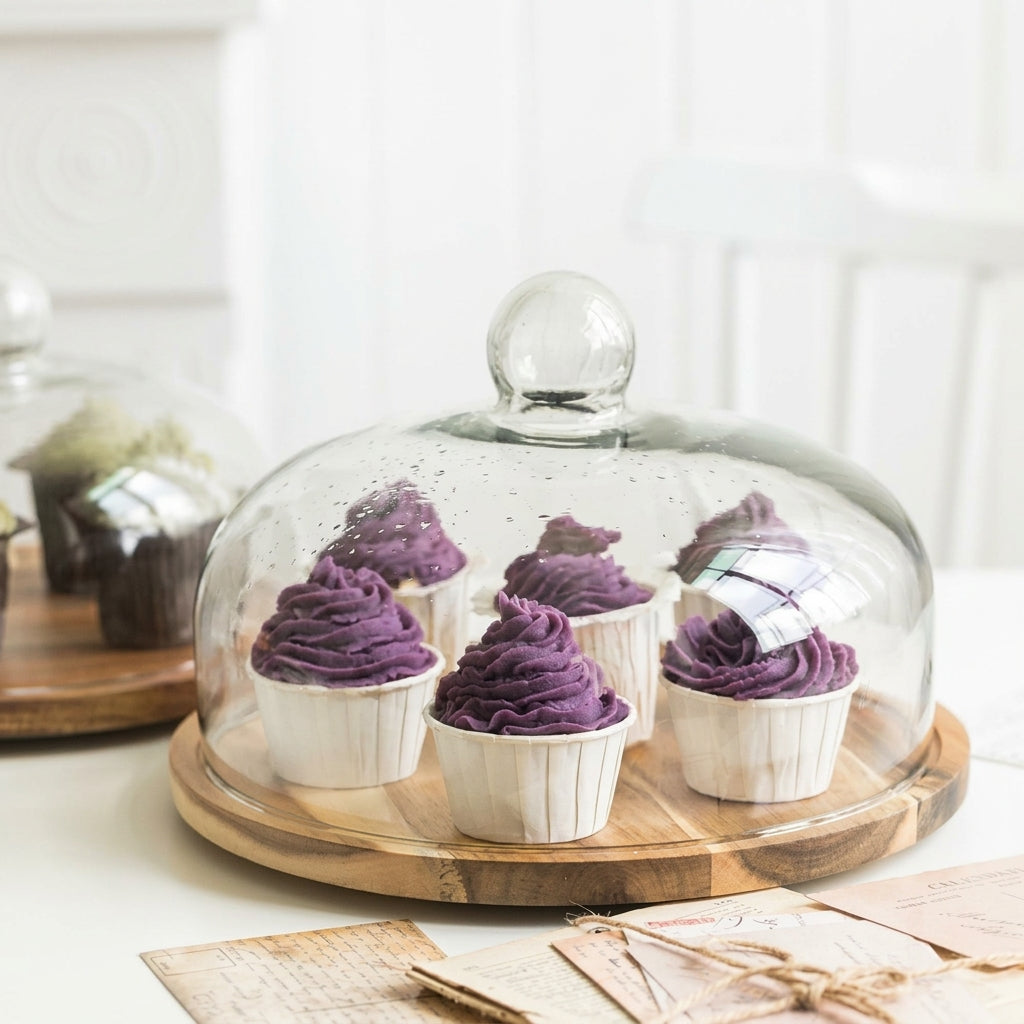 Cake Stand with Glass Dome for Sweets and Desserts