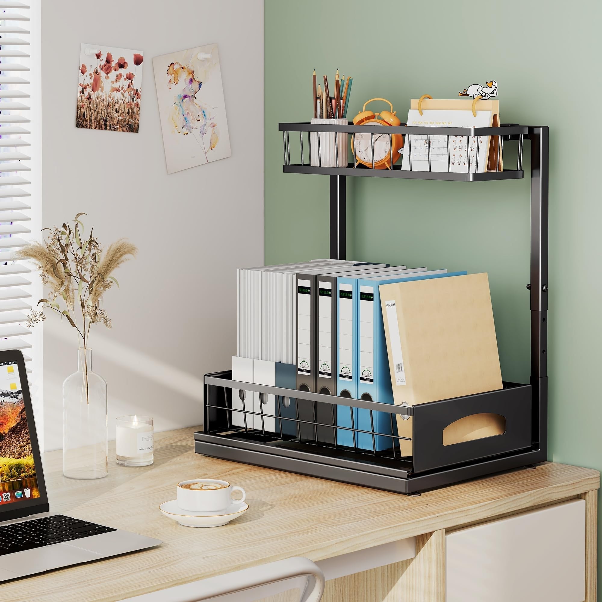 Versatile Multi - Purpose Organiser with Two Tiers - Organizer - Black - Oaksoho