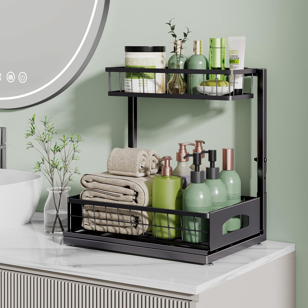 Versatile Multi - Purpose Organiser with Two Tiers - Organizer - Black - Oaksoho