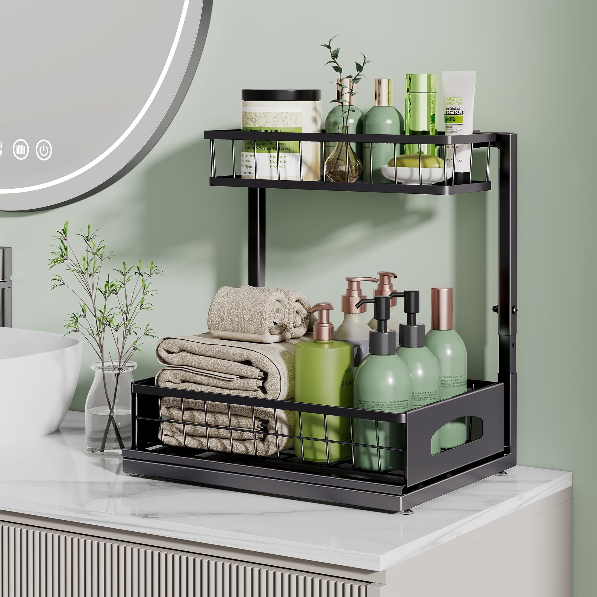 Versatile Multi - Purpose Organiser with Two Tiers - Organizer - Black - Oaksoho