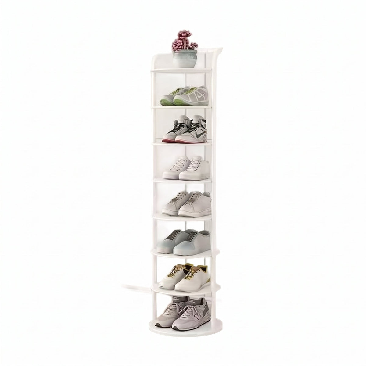 Vertical Round Open Tier Shoe Rack Entryway Storage - Shoe Racks - White - Oak Soho