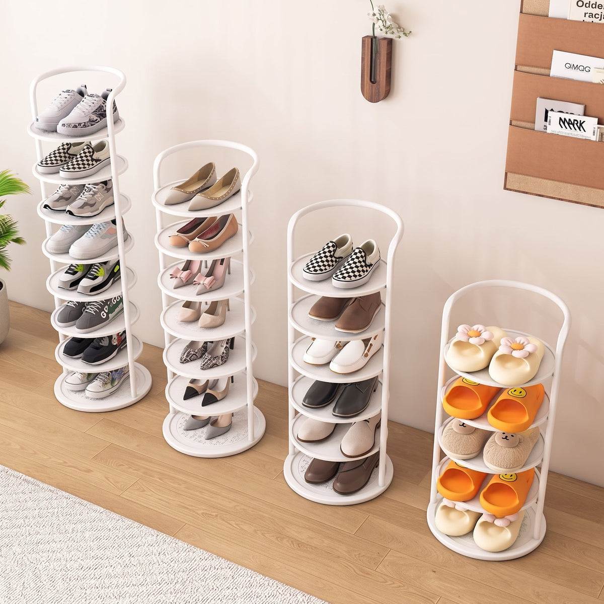 Vertical Round Open Tier Shoe Rack Entryway Storage - Shoe Racks - White - Oak Soho