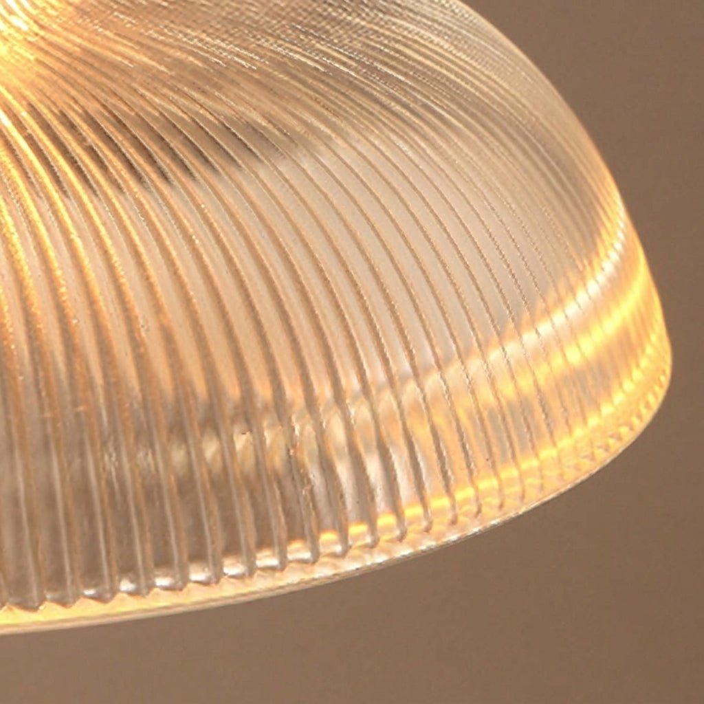 Vintage Pendant Light with Ribbed Glass Shade and Brass Socket - Vintage Pendant Light - Amber - Oaksoho