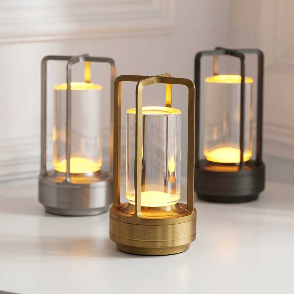 Vintage Portable Candlelight Lantern Table Lamp - Table Lamps - Gold - Oaksoho