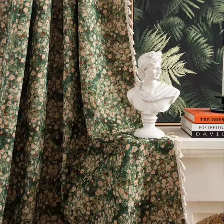 Vintage - Style Floral Curtain for a Classic Room Atmosphere - Curtains - Garden Rose - Oaksoho