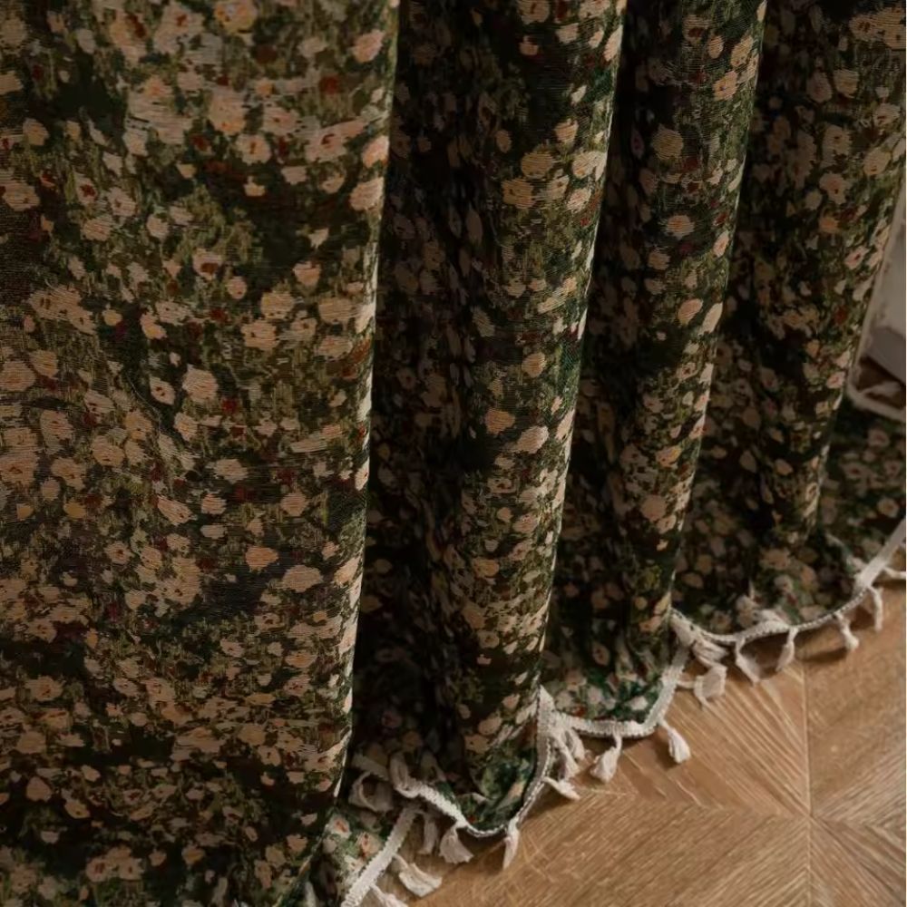 Vintage - Style Floral Curtain for a Classic Room Atmosphere - Curtains - Garden Rose - Oaksoho