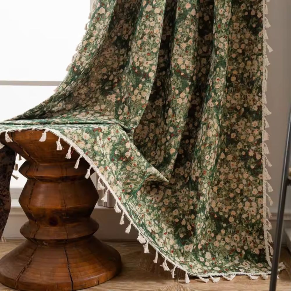 Vintage - Style Floral Curtain for a Classic Room Atmosphere - Curtains - Garden Rose - Oaksoho