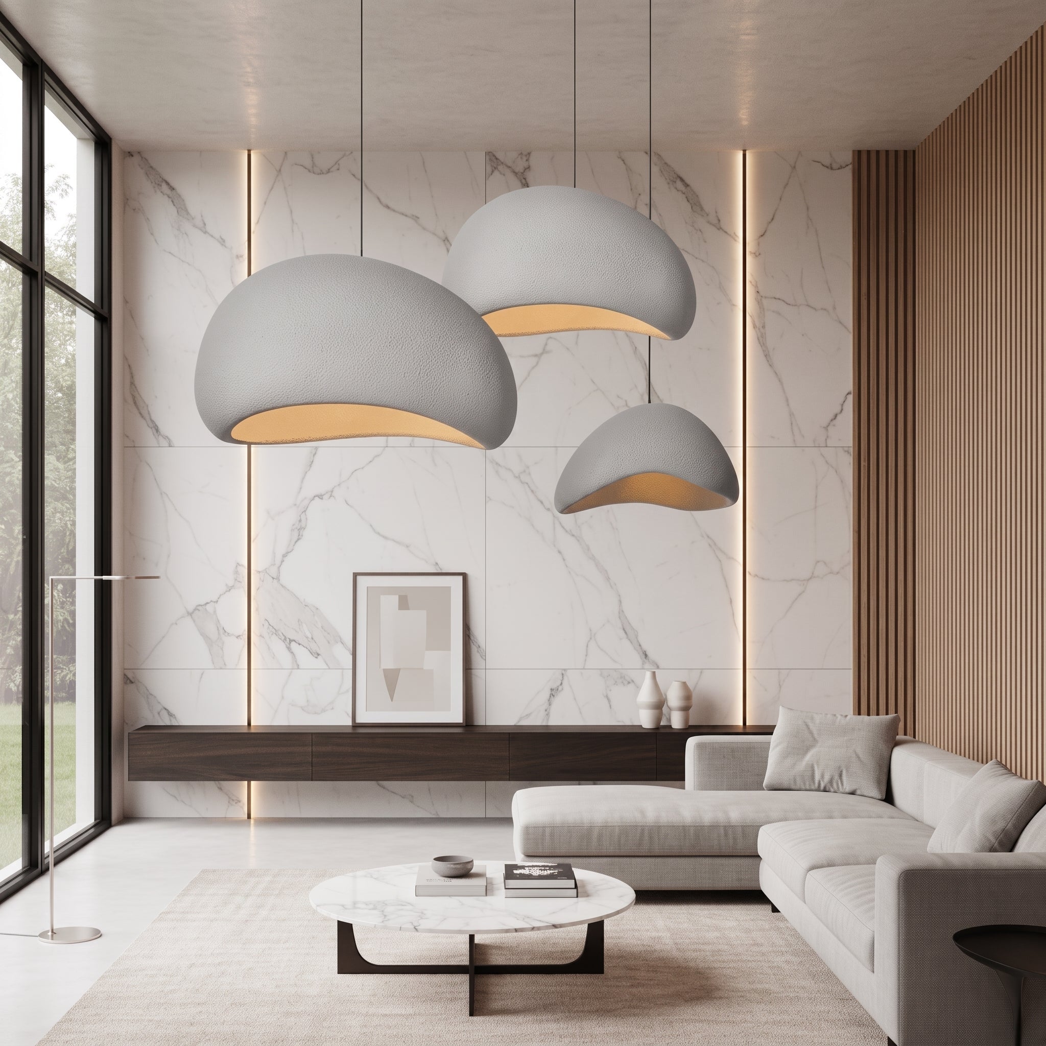 Wabi-Sabi Textured Dome Pendant Light - Pendant Light Fixtures - Grey - Oaksoho
