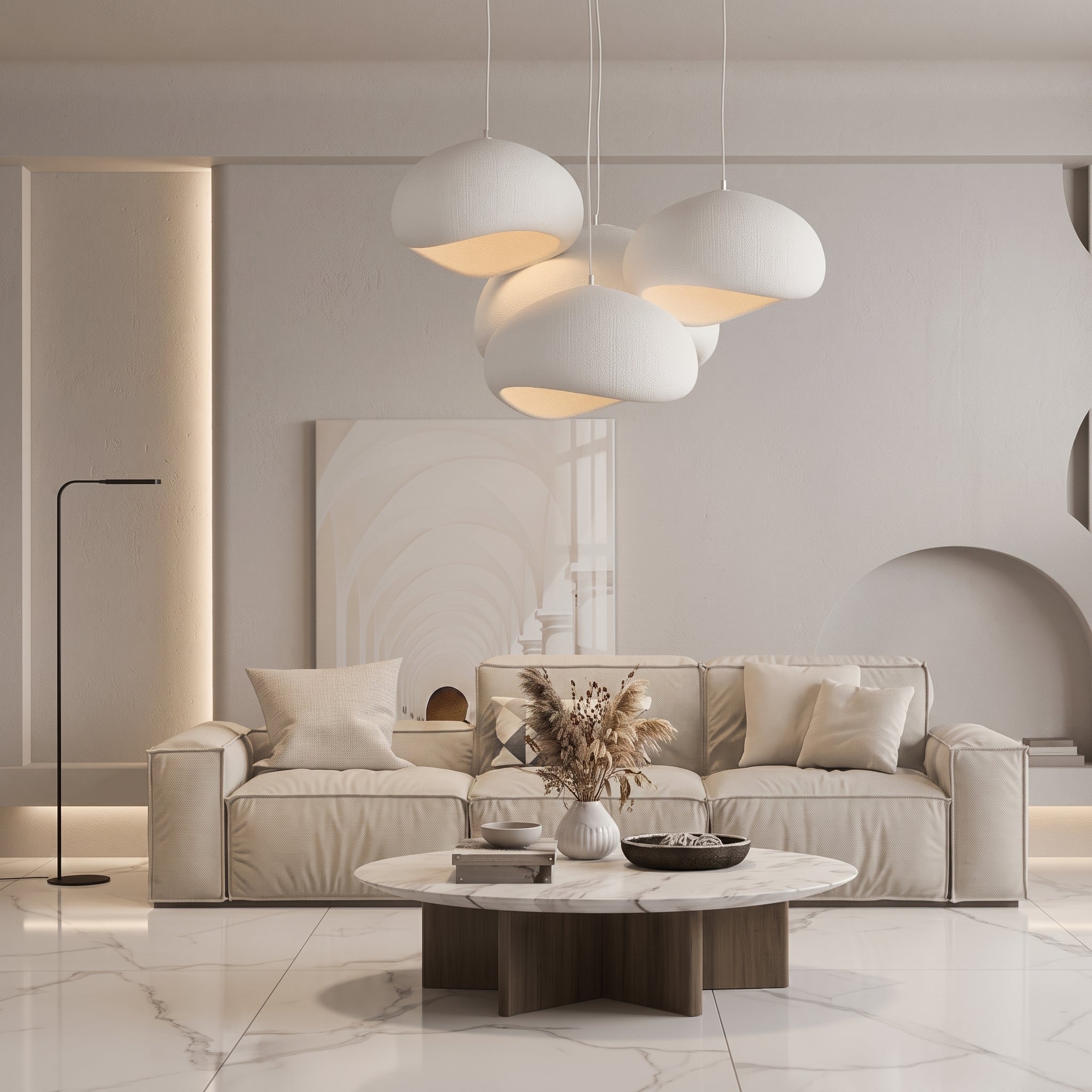 Wabi-Sabi Textured Dome Pendant Light - Pendant Light Fixtures - White - Oaksoho