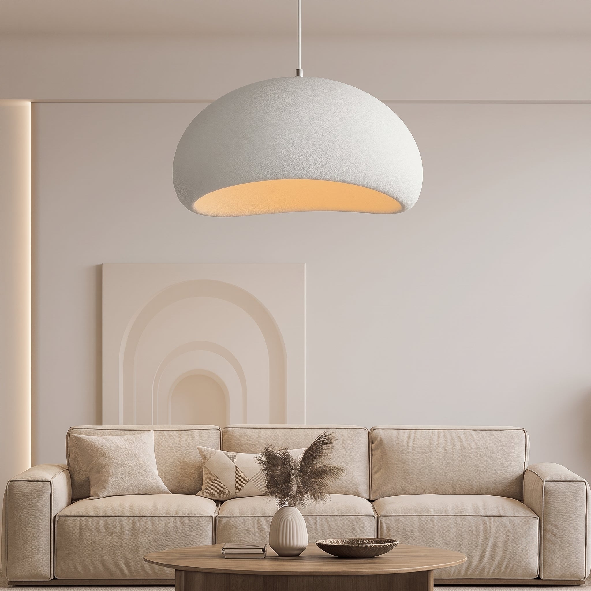 Wabi-Sabi Textured Dome Pendant Light - Pendant Light Fixtures - White - Oaksoho