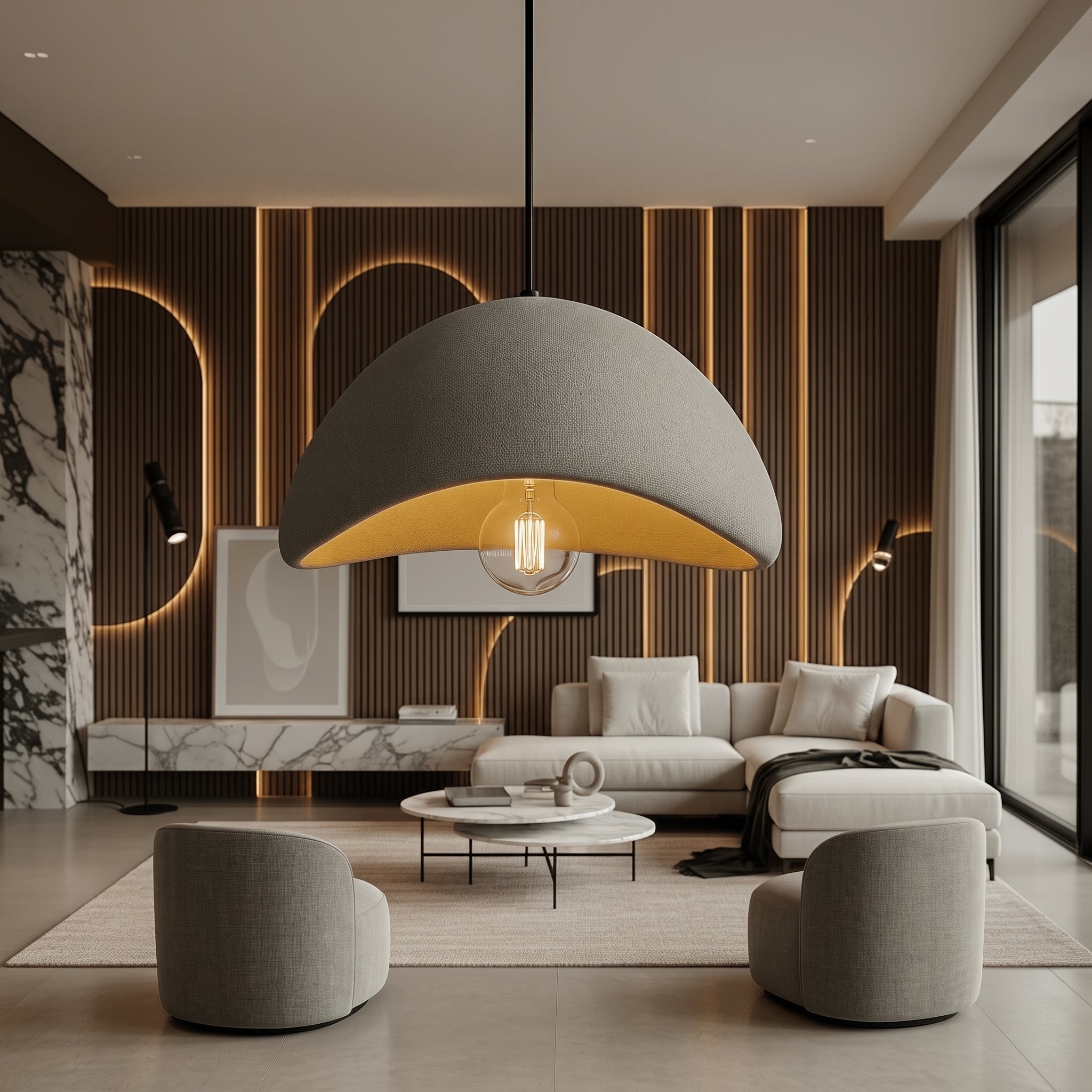Wabi-Sabi Textured Dome Pendant Light - Pendant Light Fixtures - White - Oaksoho