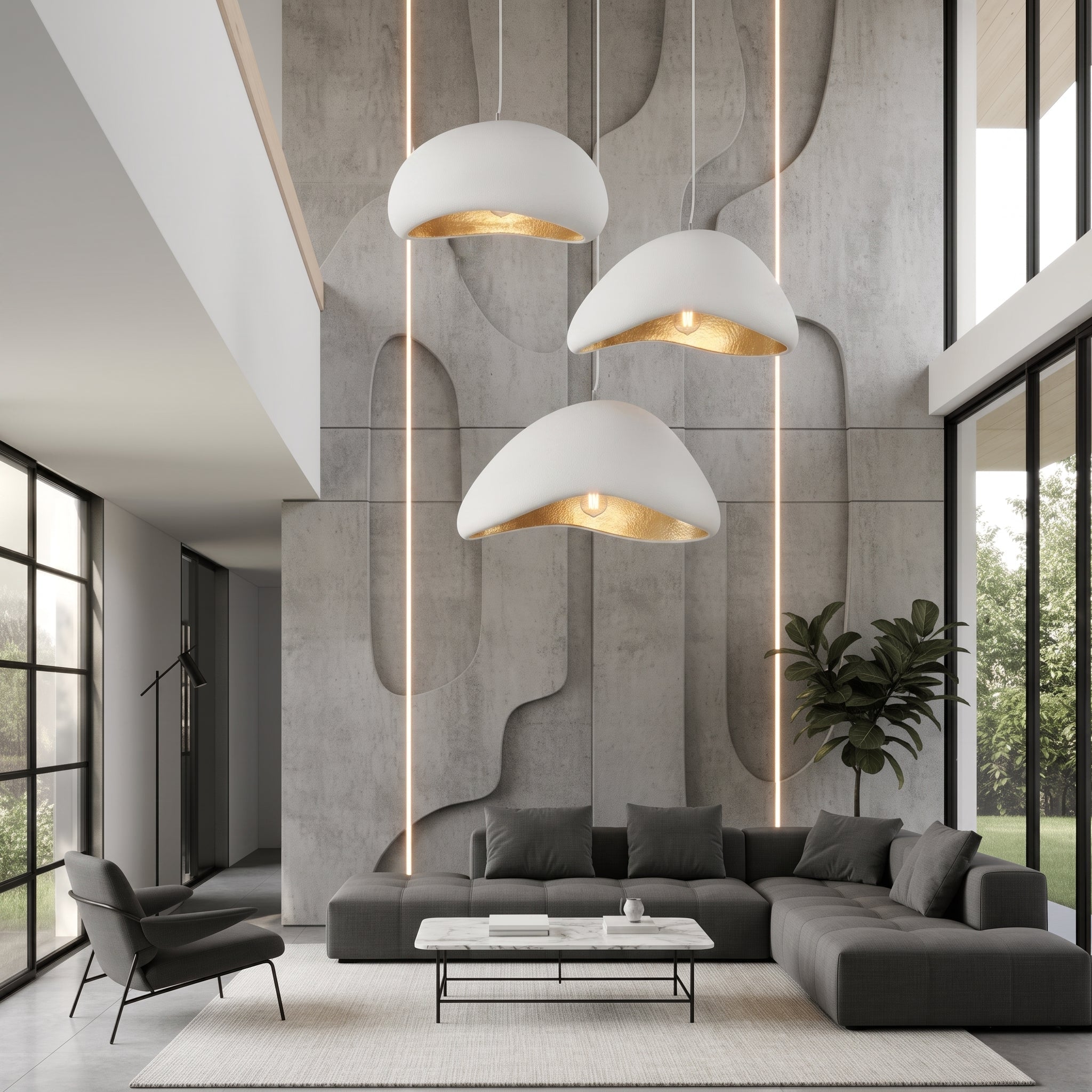 Wabi-Sabi Textured Dome Pendant Light - Pendant Light Fixtures - White - Oaksoho