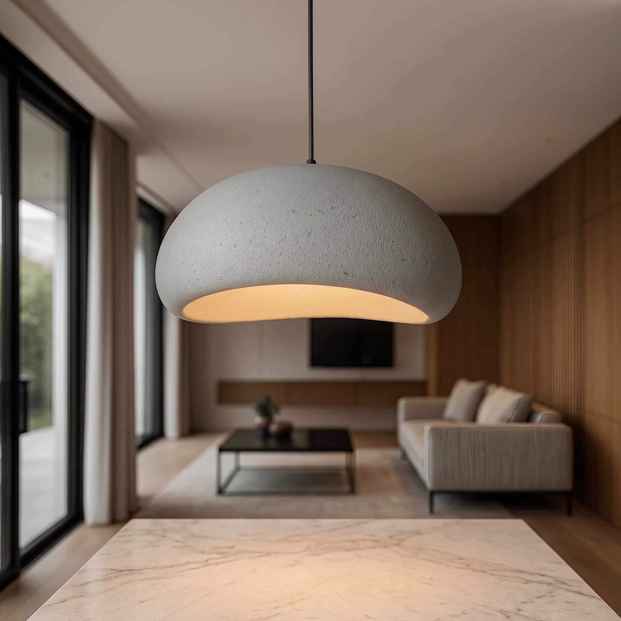 Wabi-Sabi Textured Dome Pendant Light - Pendant Light Fixtures - Grey - Oaksoho