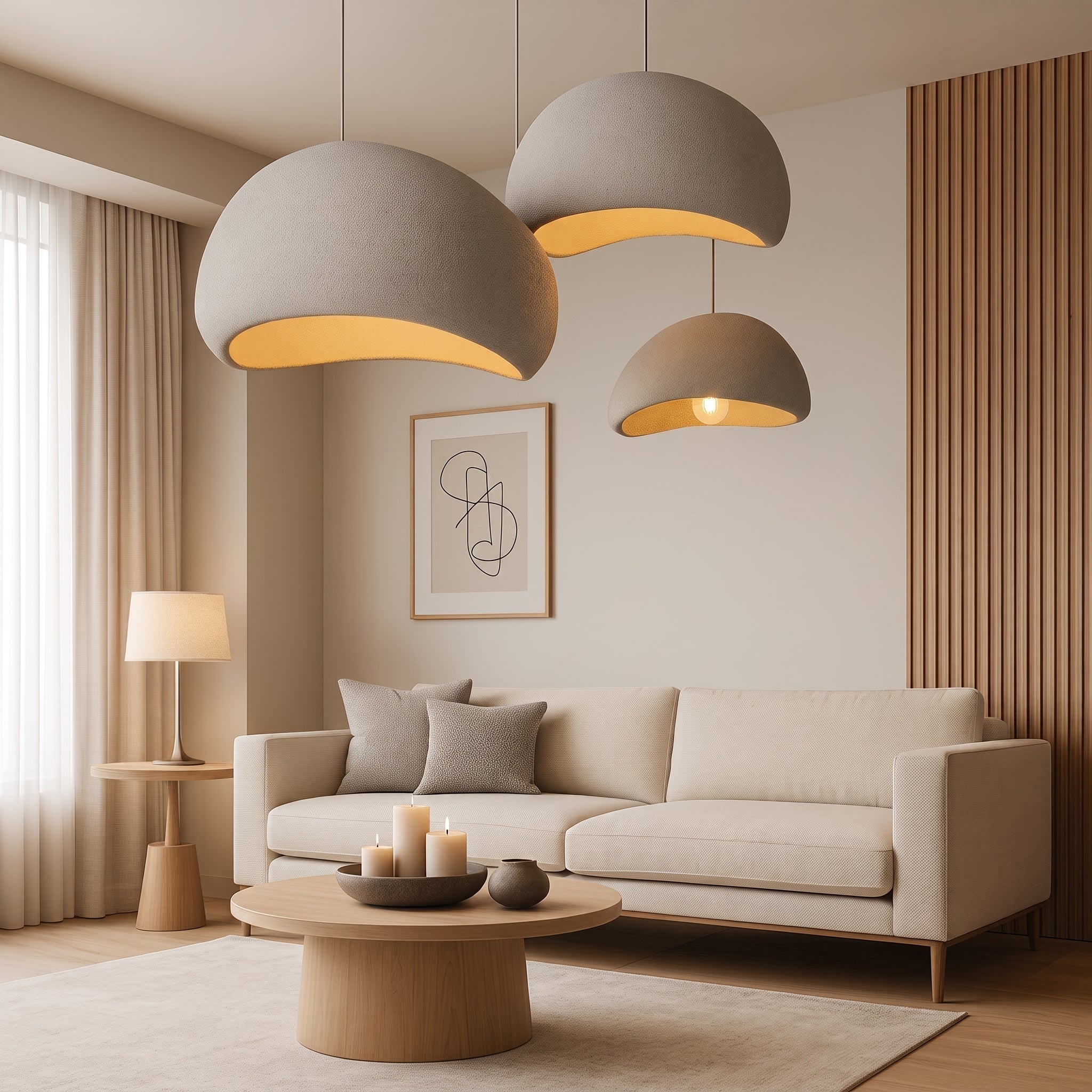 Wabi-Sabi Textured Dome Pendant Light - Pendant Light Fixtures - Grey - Oaksoho