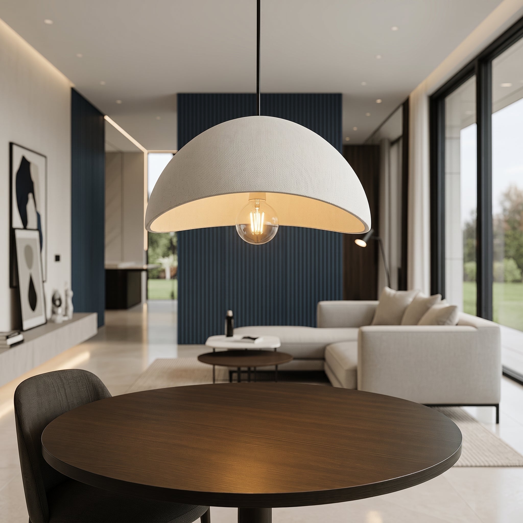 Wabi-Sabi Textured Dome Pendant Light - Pendant Light Fixtures - White - Oaksoho