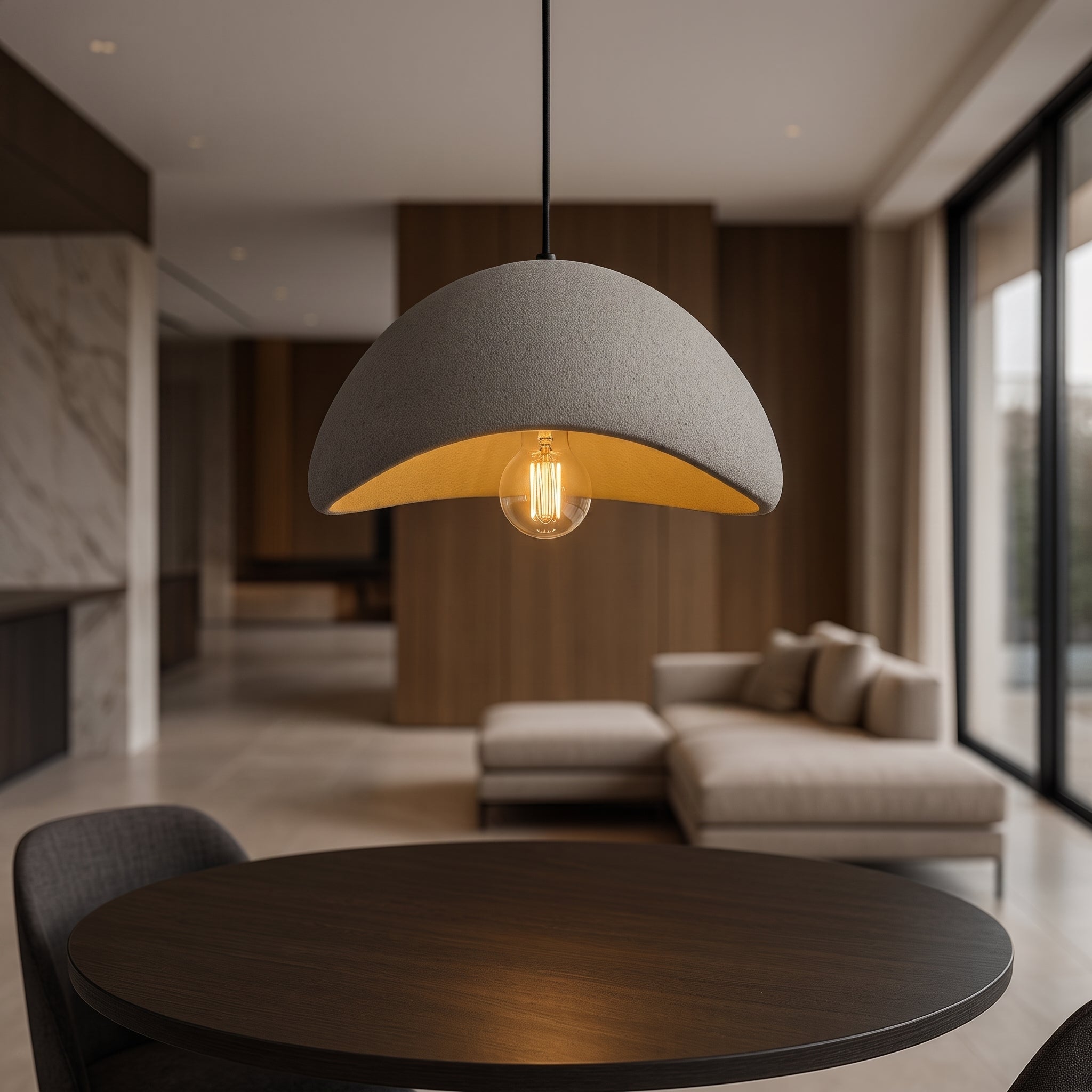 Wabi-Sabi Textured Dome Pendant Light - Pendant Light Fixtures - Grey - Oaksoho