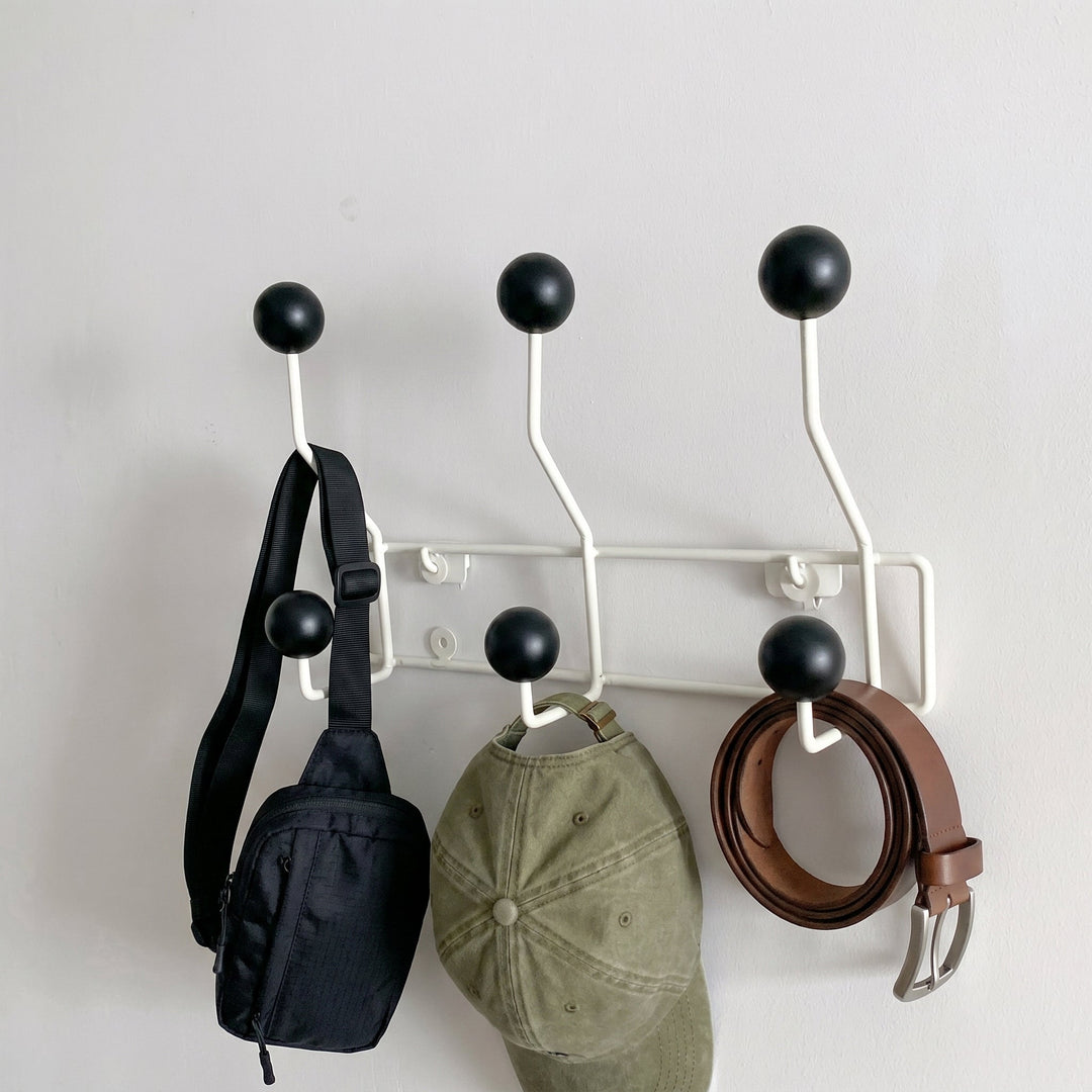 Wall - mounted rack with ball hooks - Wall Hook - Black - Oaksoho