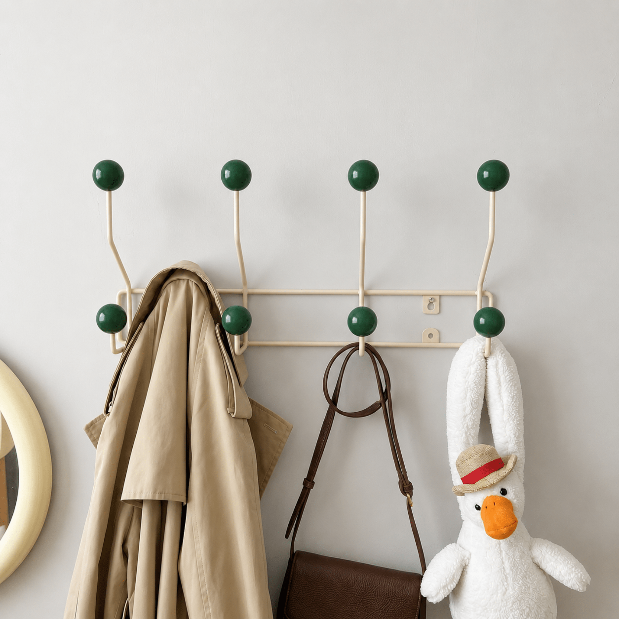 Wall-mounted rack with ball hooks - Wall Hook - Green - Oaksoho