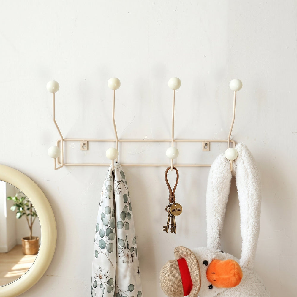 Wall - mounted rack with ball hooks - Wall Hook - White - Oaksoho