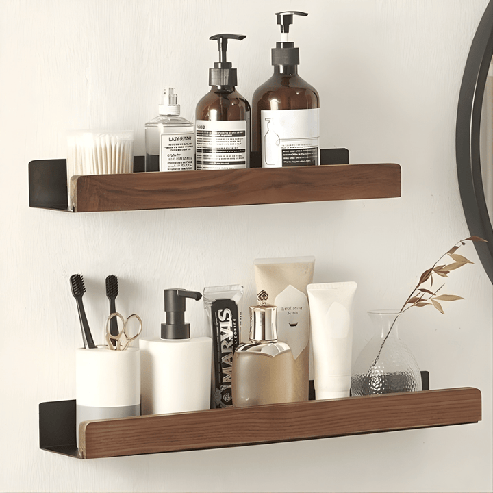 Wall Shelf Set Made of High - Quality Wood - Wall Shelf - Brown - Oaksoho