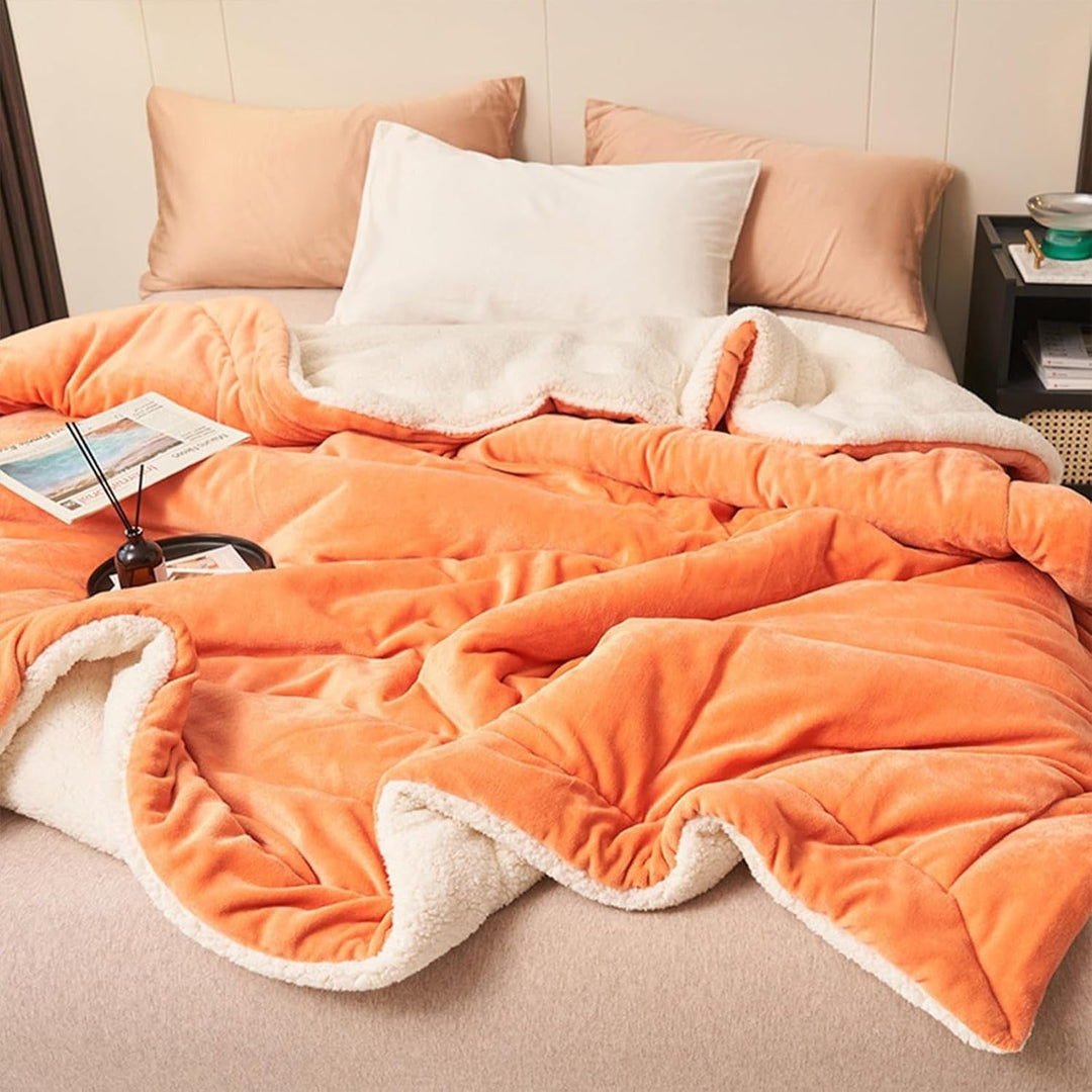 Warm and Soft Reversible Blanket - Blanket - Orange - Oaksoho