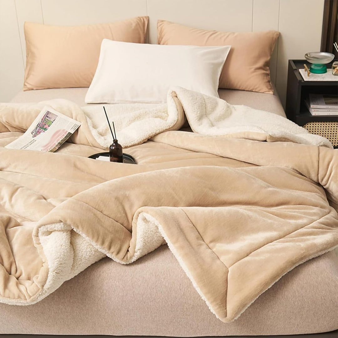 Warm and Soft Reversible Blanket - Blanket - Beige - Oaksoho