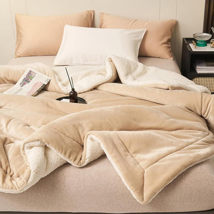 Warm and Soft Reversible Blanket - Blanket - Beige - Oaksoho