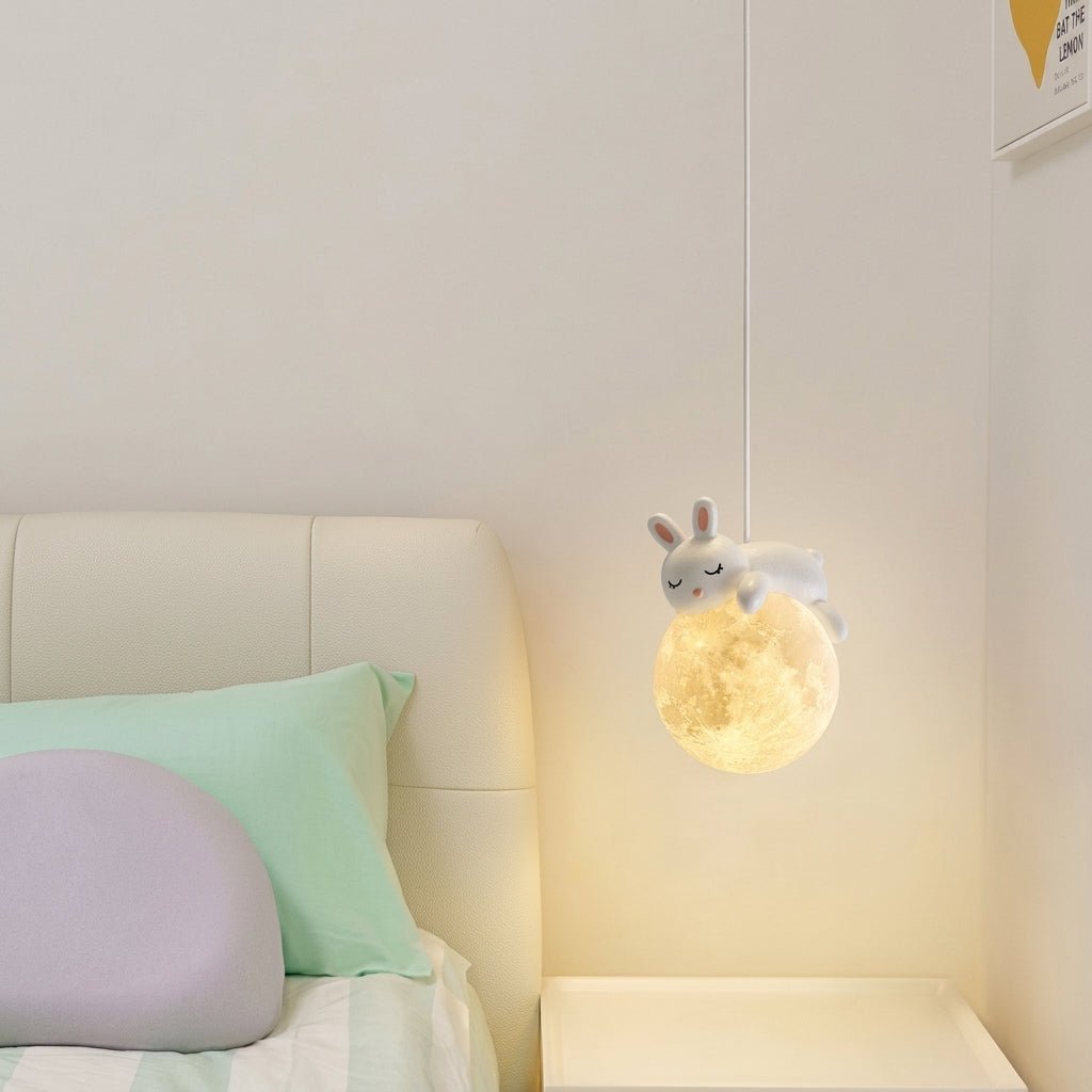 Warm Glow Cute Sleep Bear Moon Pendant Light - Pendant Light - Little Bear - Oaksoho