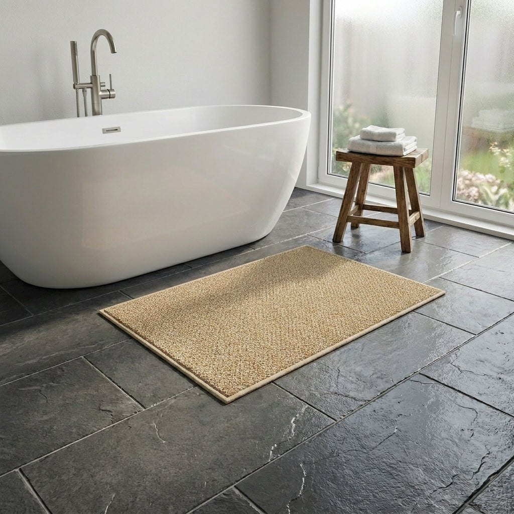 Washable Bath Mat with Textured Surface - Bath Mat - Khaki - Oaksoho
