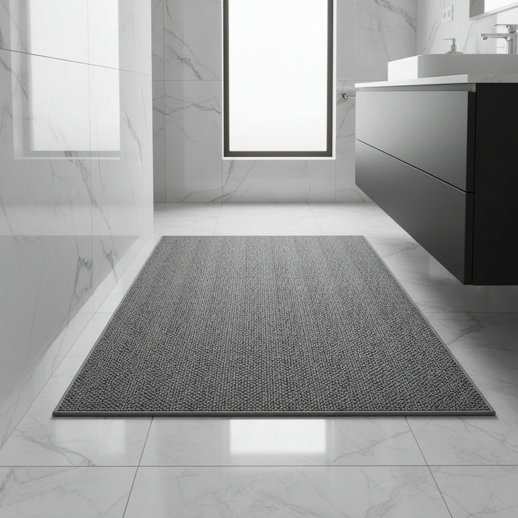 Washable Bath Mat with Textured Surface - Bath Mat - Grey - Oaksoho