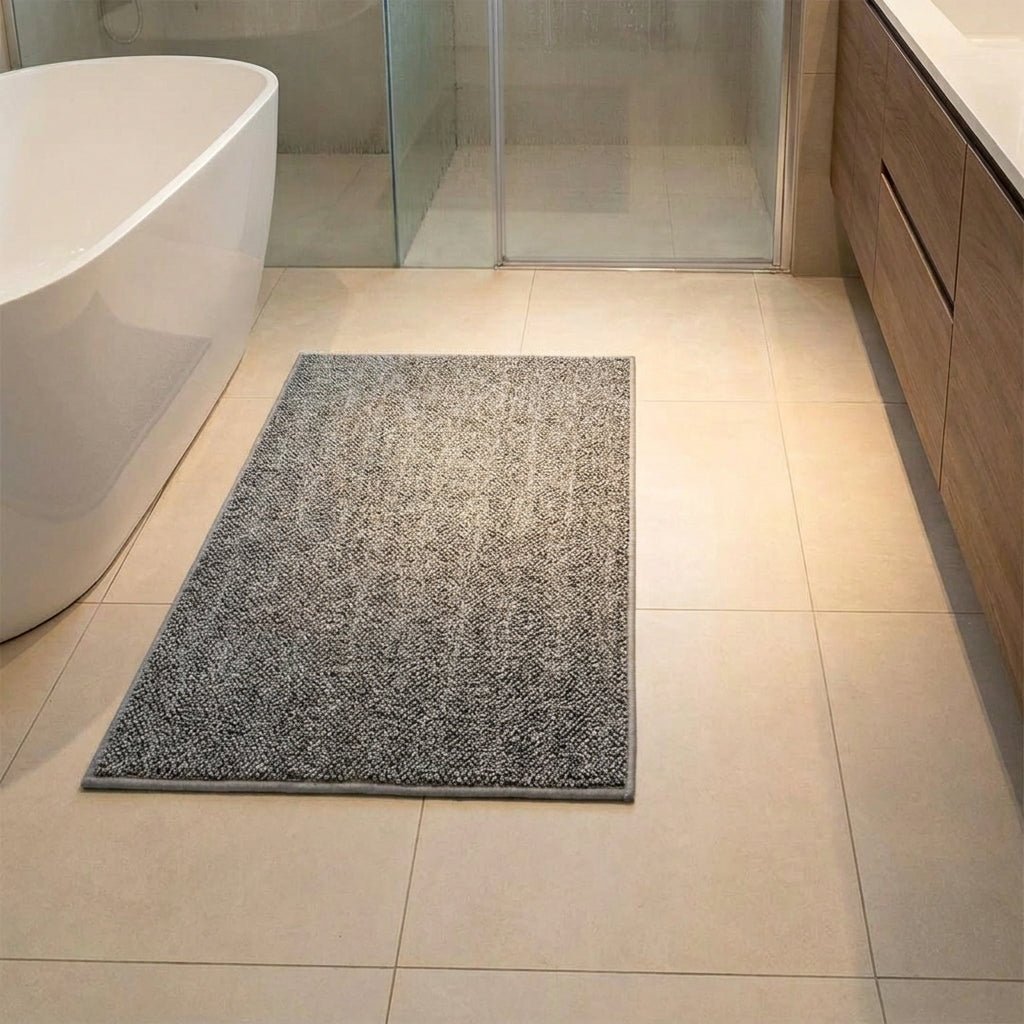 Washable Bath Mat with Textured Surface - Bath Mat - Grey - Oaksoho