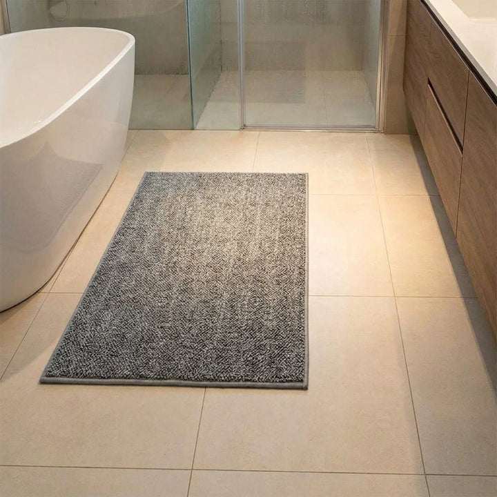 Washable Bath Mat with Textured Surface - Bath Mat - Grey - Oaksoho
