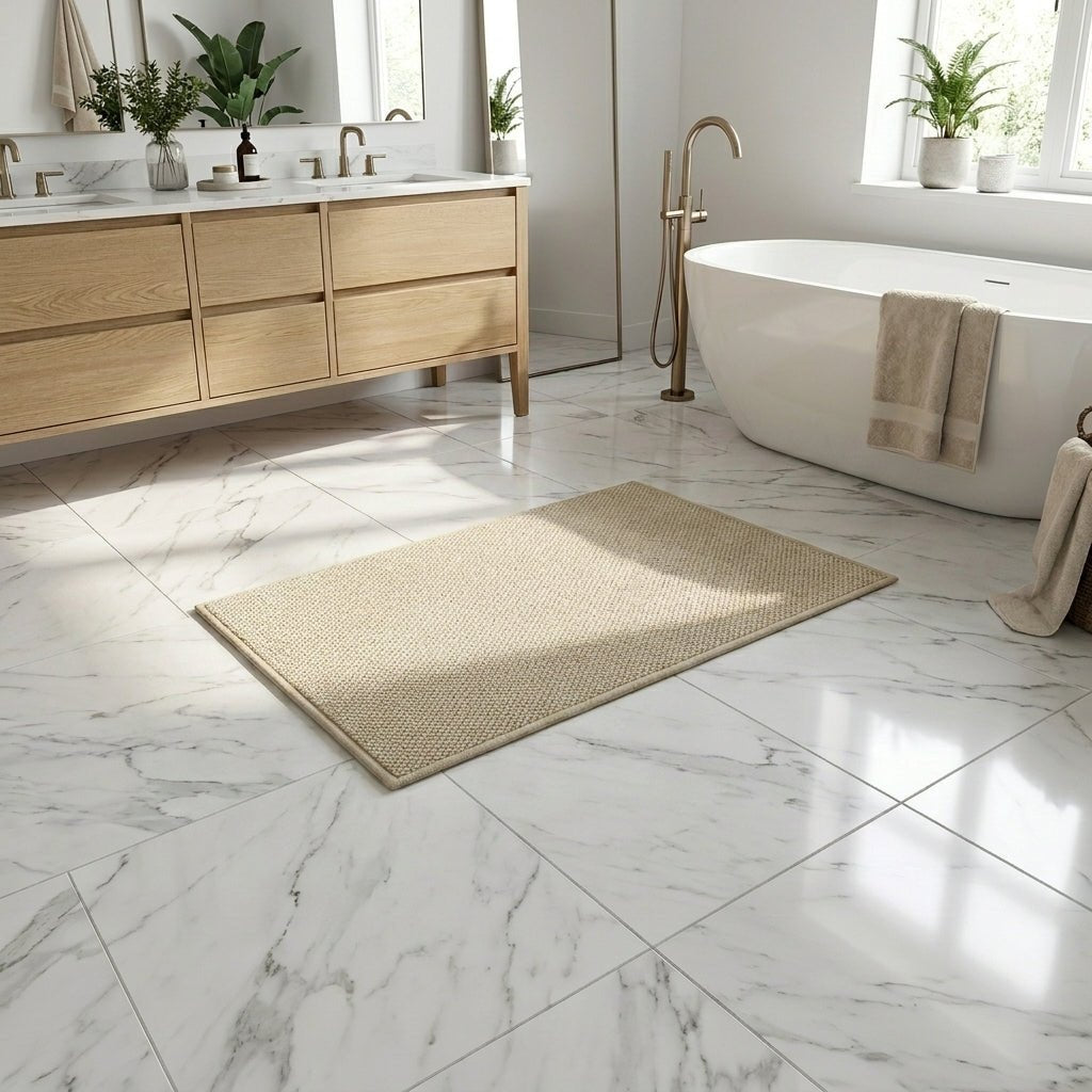 Washable Bath Mat with Textured Surface - Bath Mat - Beige - Oaksoho