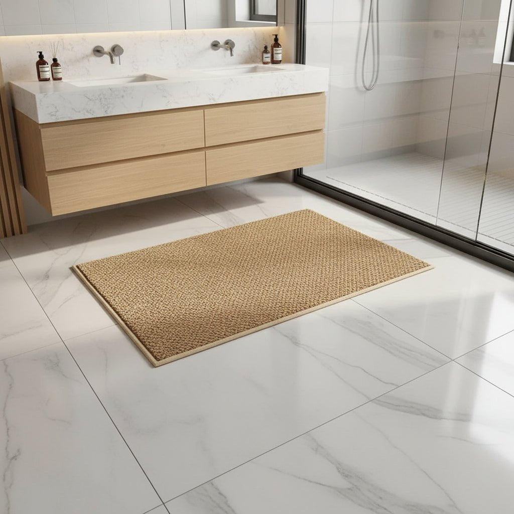 Washable Bath Mat with Textured Surface - Bath Mat - Khaki - Oaksoho