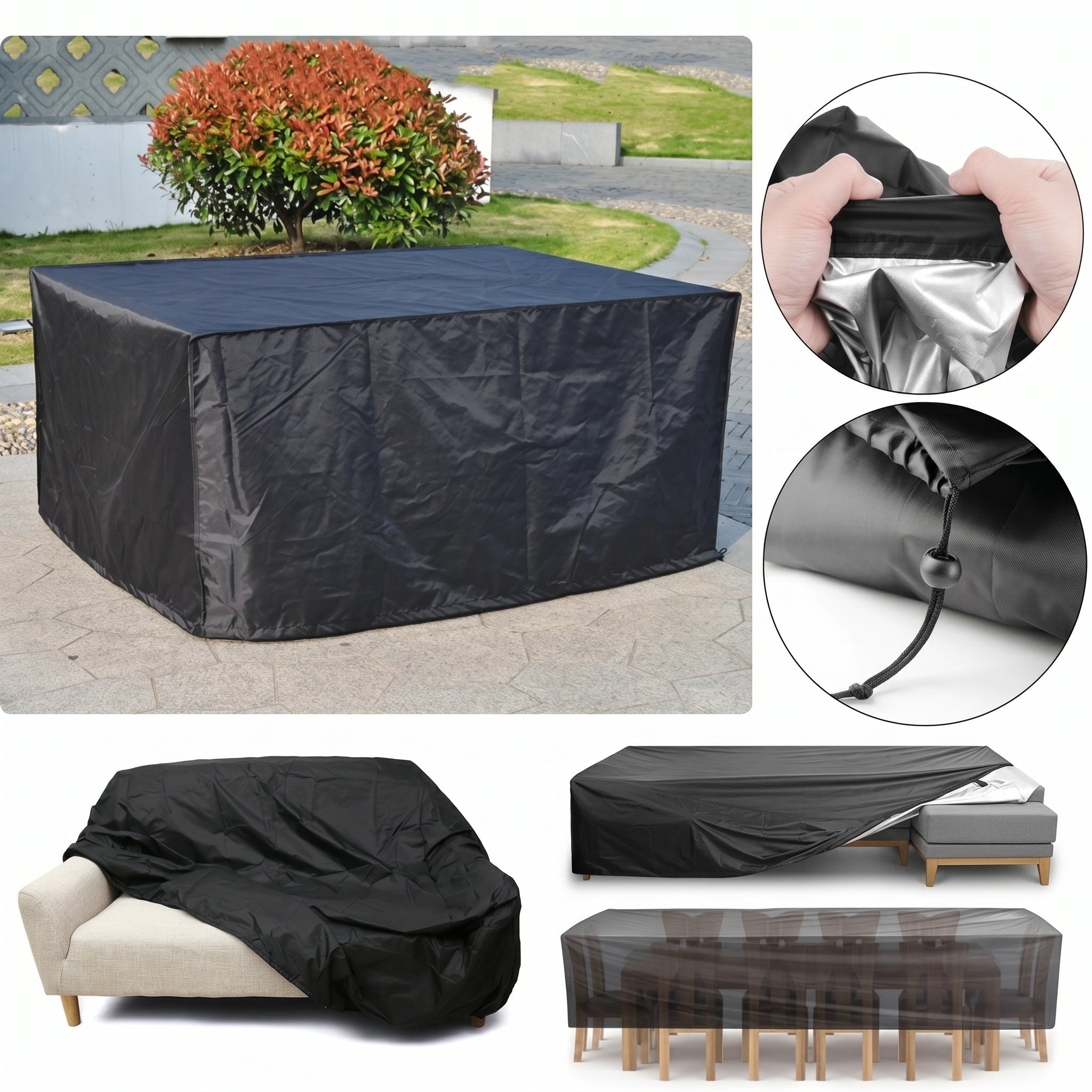 Waterproof Garden Furniture Cover for Table and Chairs - Furniture Cover - 180x120x74 cm - Oaksoho