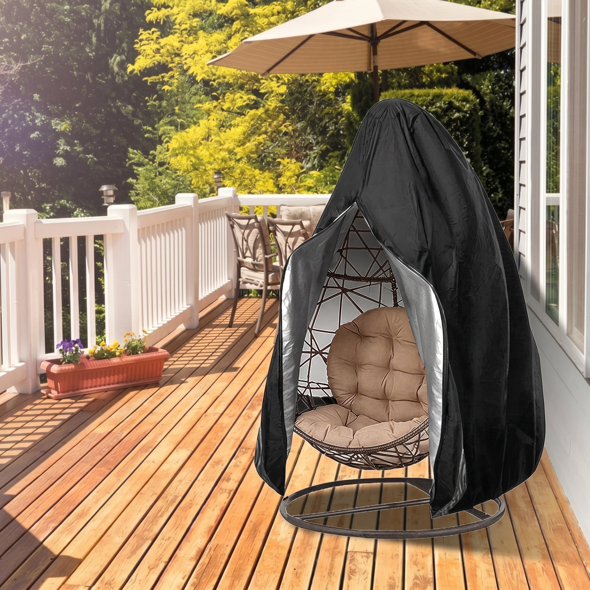Waterproof Hanging Egg Chair Cover - Chair cover - Black - Oaksoho