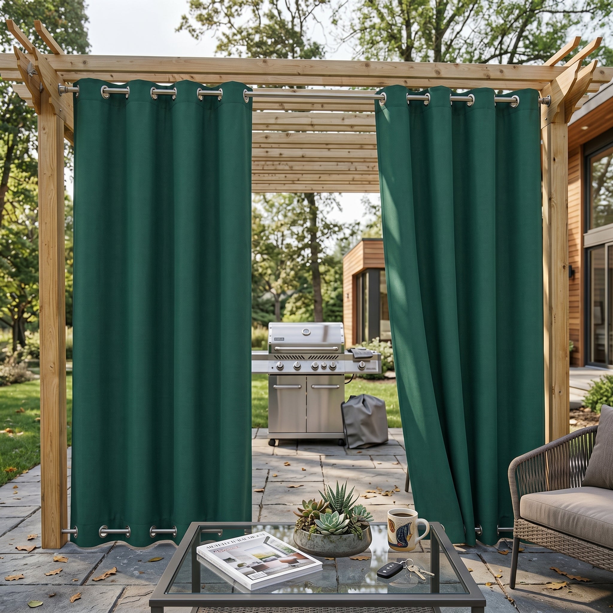 Waterproof Outdoor Blackout Curtains with Eyelets - Outdoor Curtain - Green - Oaksoho