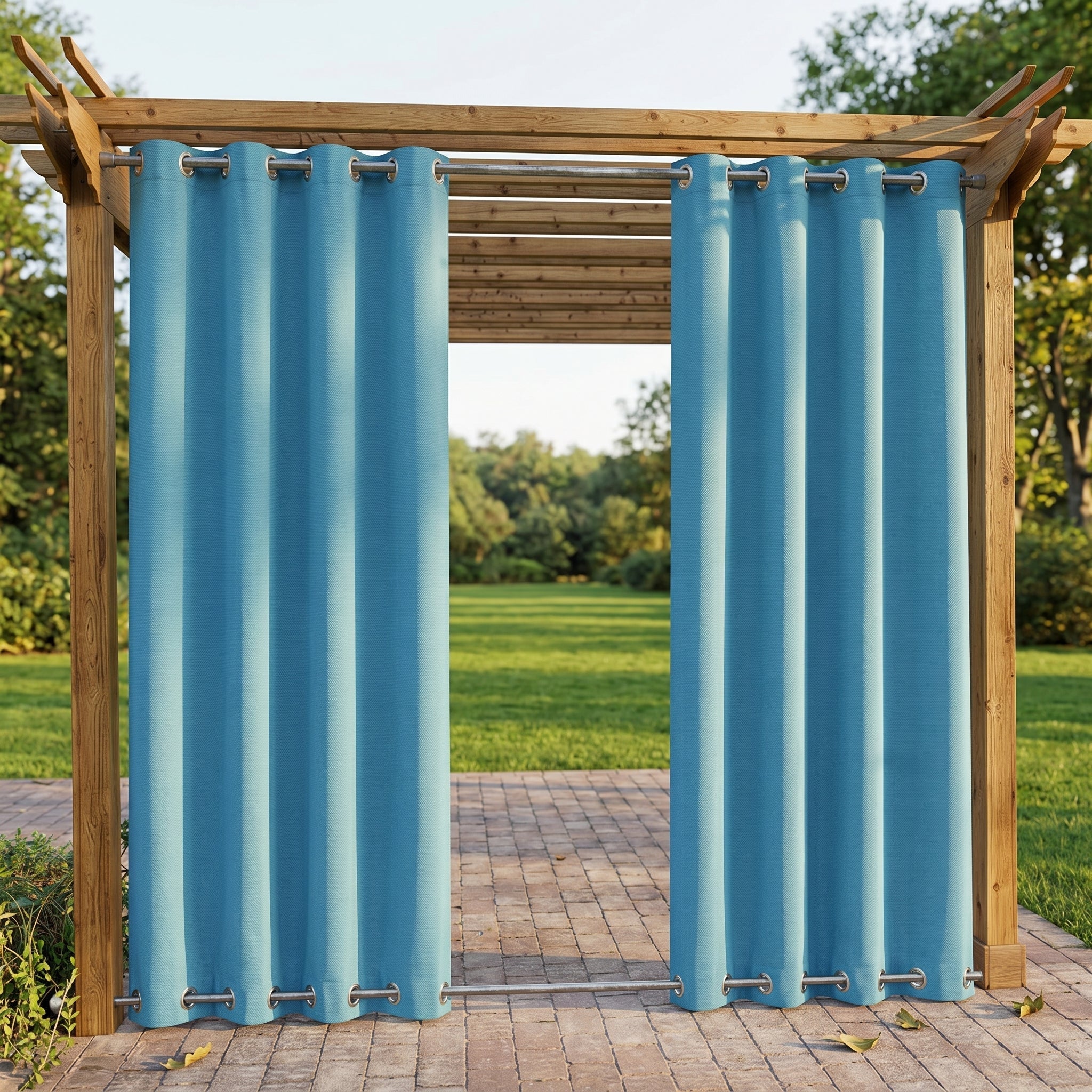 Waterproof Outdoor Blackout Curtains with Eyelets - Outdoor Curtain - Light Blue - Oaksoho