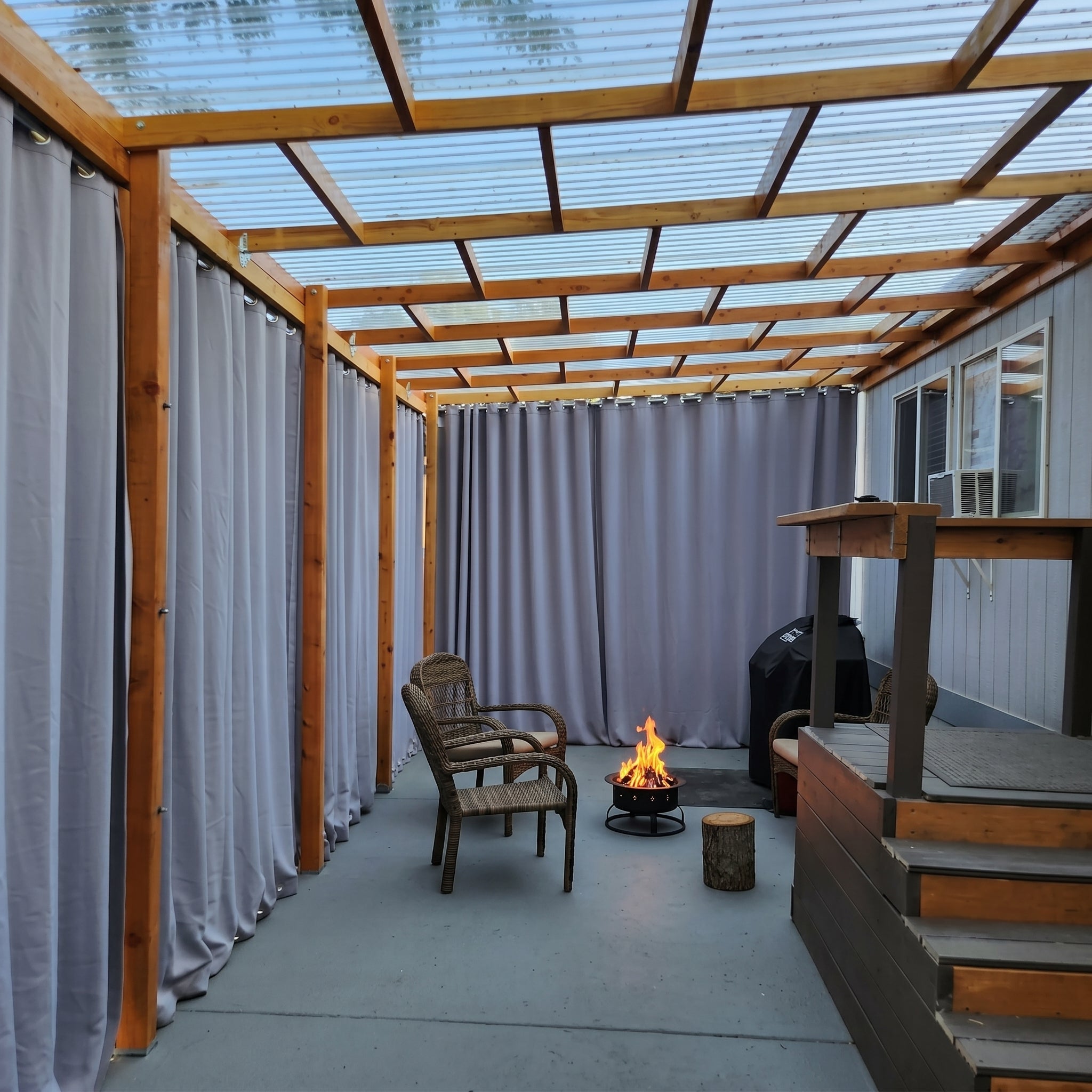 Waterproof Outdoor Blackout Curtains with Eyelets - Outdoor Curtain - Light Grey - Oaksoho