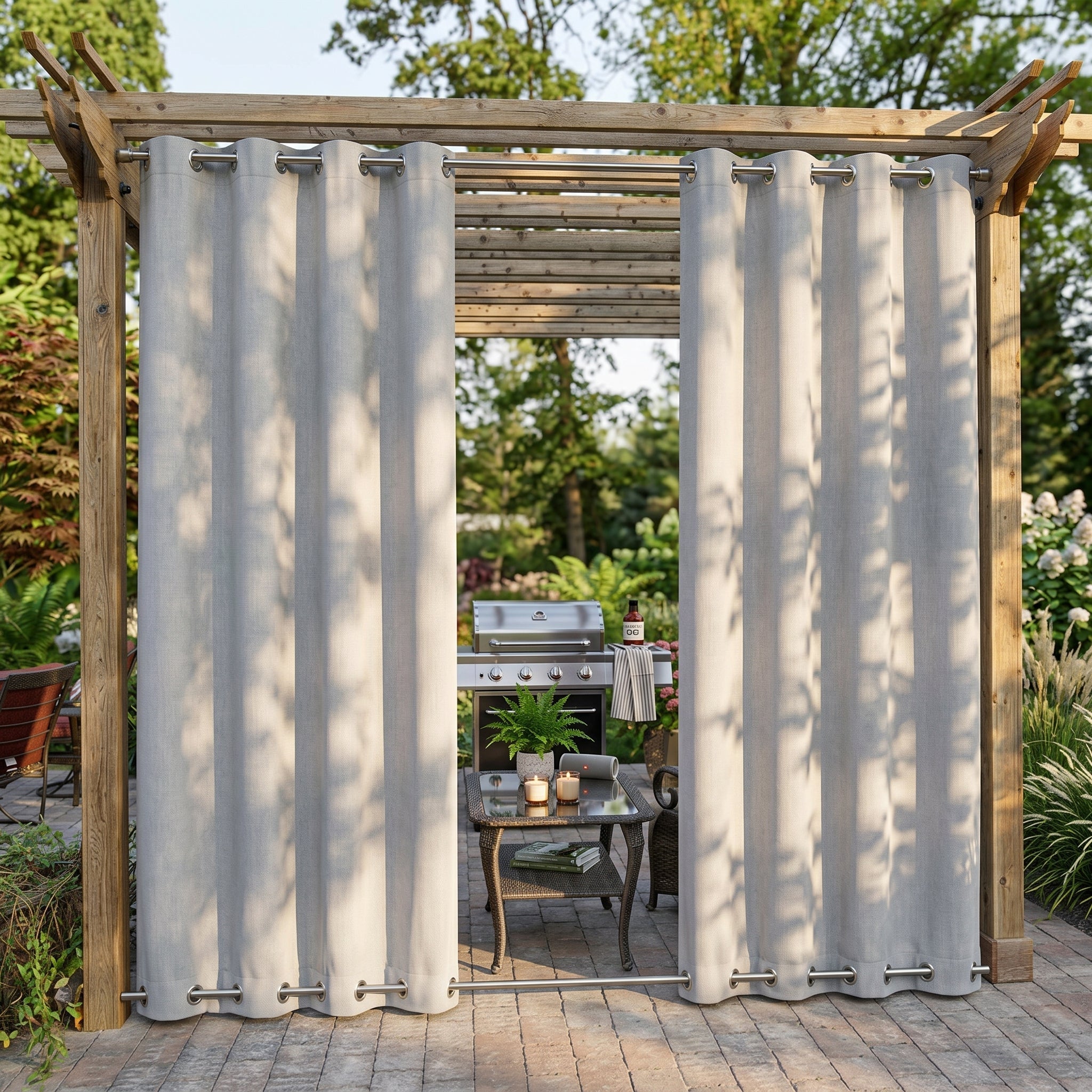 Waterproof Outdoor Blackout Curtains with Eyelets - Outdoor Curtain - White - Oaksoho