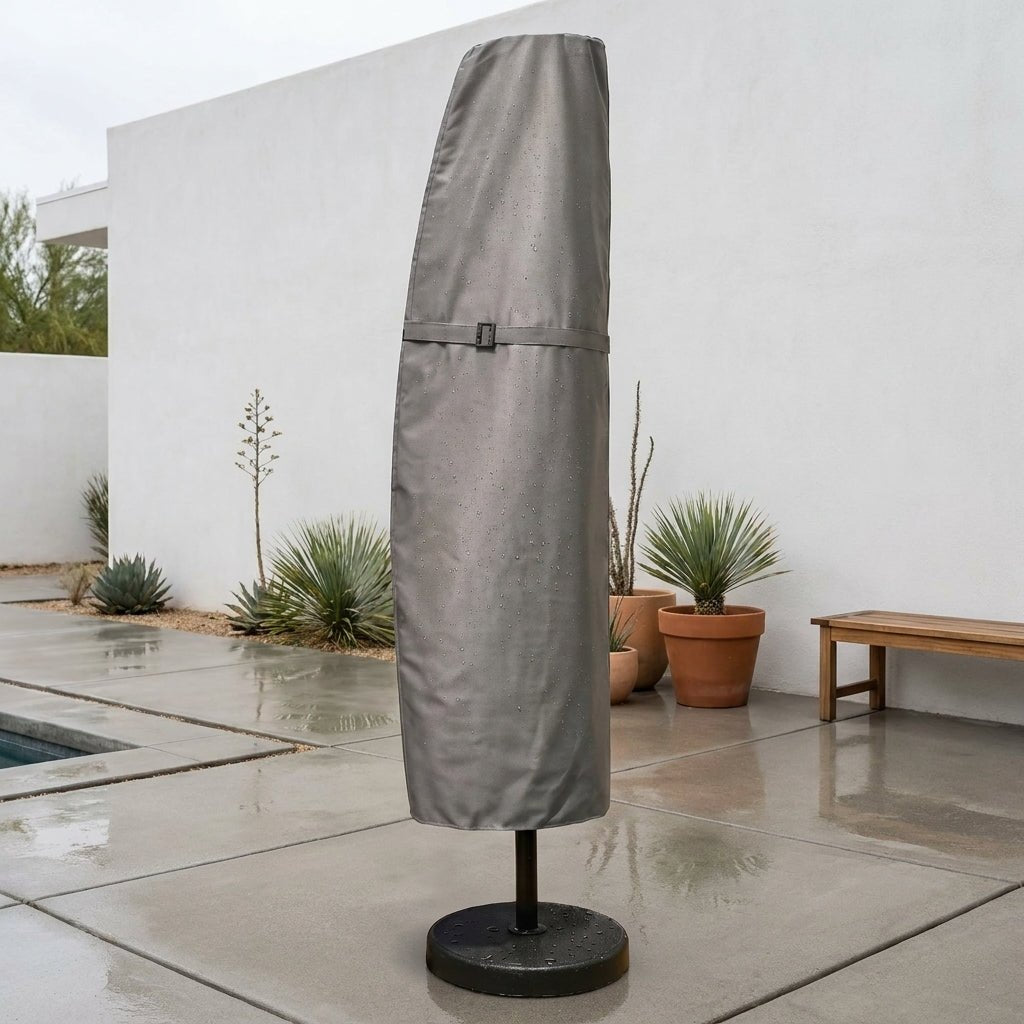 Waterproof Parasol Protective Cover with Fastening Straps - Parasol Protective Cover - Grey - Oaksoho