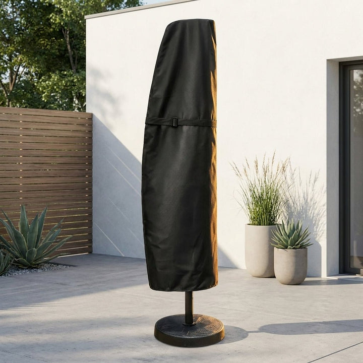 Waterproof Parasol Protective Cover with Fastening Straps - Parasol Protective Cover - Black - Oaksoho