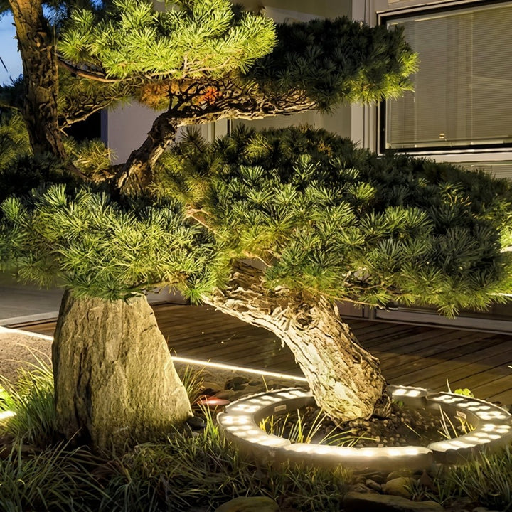 Waterproof Ring - Shaped LED Tree Spotlight with Ground Spikes - LED Tree Spotlight - 5 Groups – Ø 30.5x42.5 cm × H 7.5 cm - Oaksoho