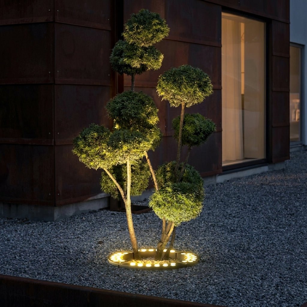 Waterproof Ring - Shaped LED Tree Spotlight with Ground Spikes - LED Tree Spotlight - 5 Groups – Ø 30.5x42.5 cm × H 7.5 cm - Oaksoho