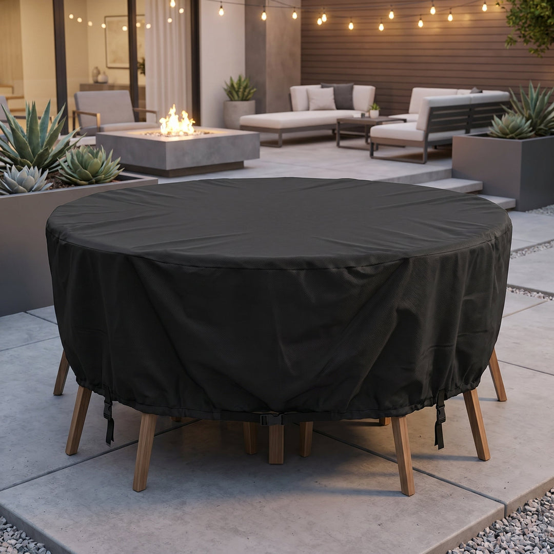 Waterproof Round Garden Furniture Cover - Furniture Cover - Black - Oaksoho